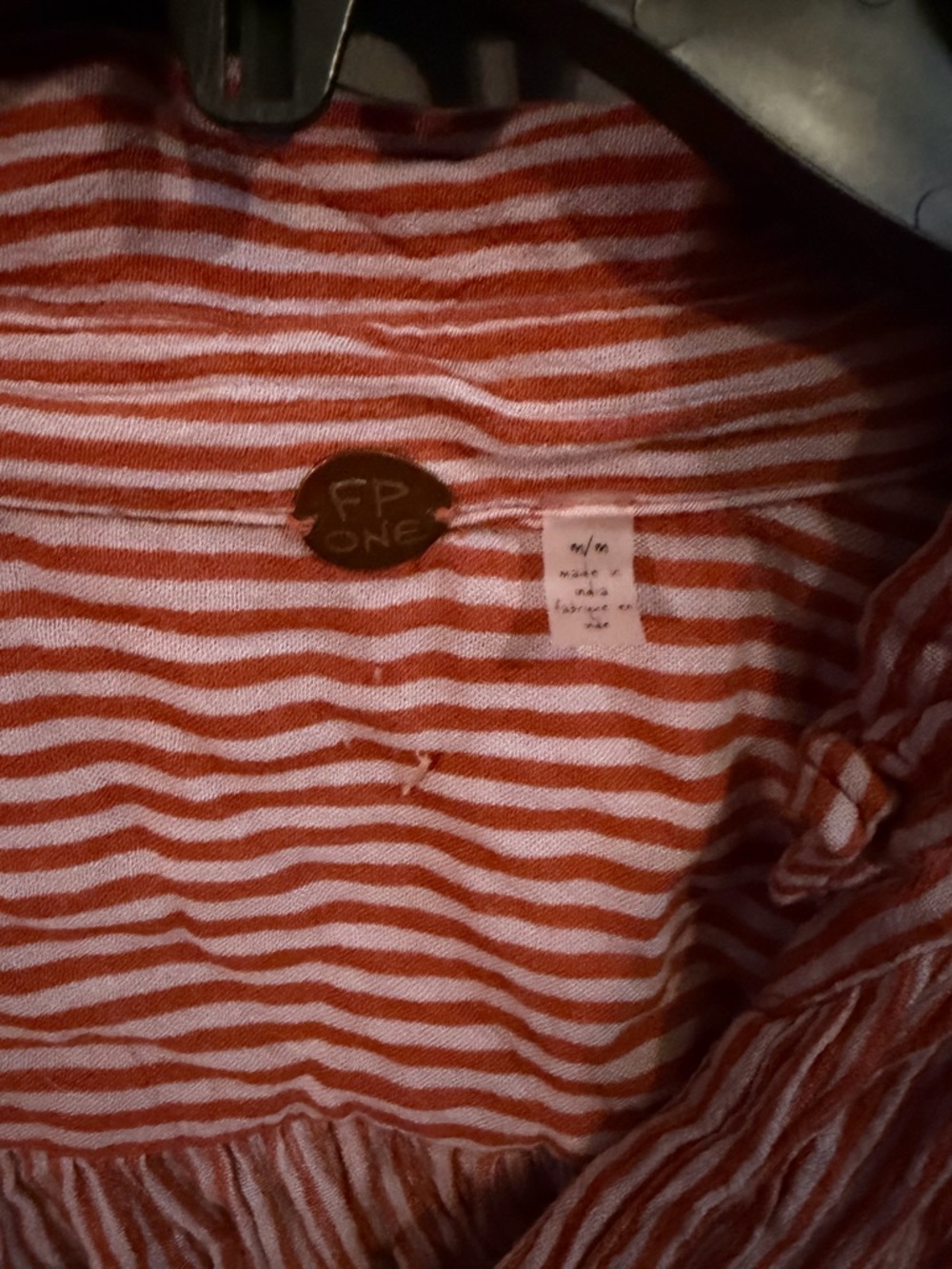 Striped Red Henley Tunic Top - Picture 2 of 3
